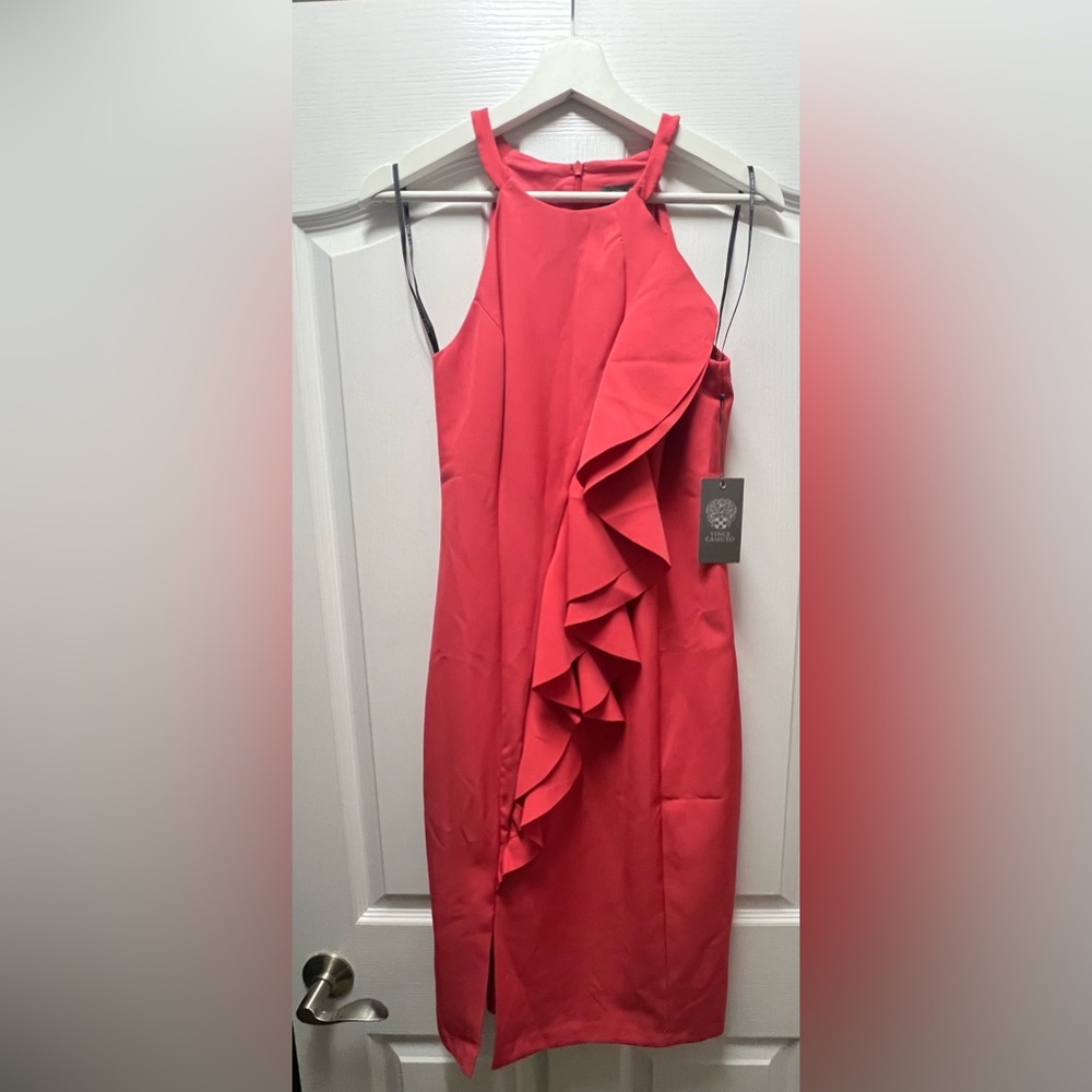NWOT Vince Camuto Ruffled Halter Neck Dress